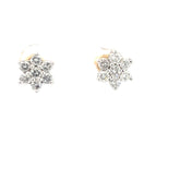 14k Two Tone 1ct G SI1 Round Diamond Flower Stud Earrings